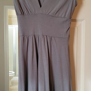 Juniors gray dress, low cut, soft material,